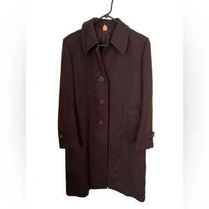 Vintage Ted Lapidus Diffusion 1970’s Brown Wool Overcoat Size 50